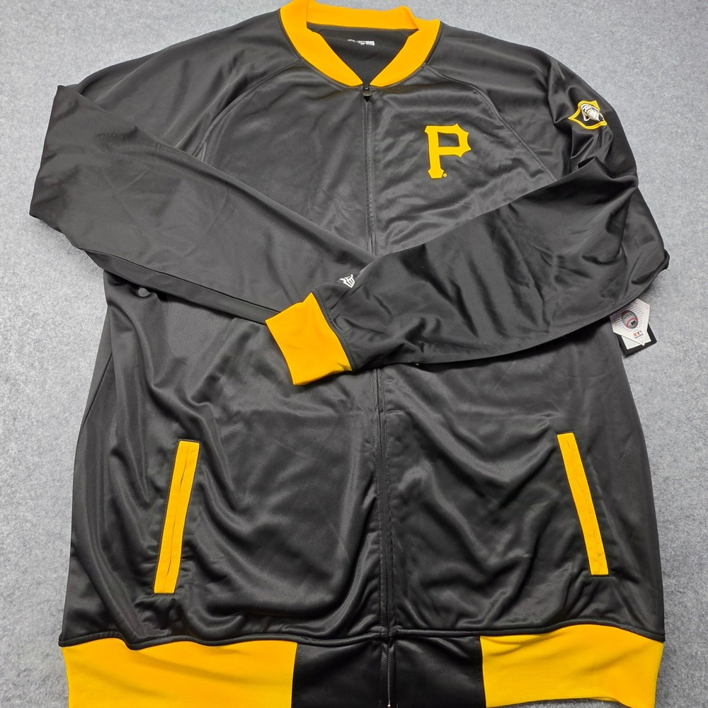 New Era Pittsburgh Pirates MLB Full Zip Track Jacket Black Yellow Mens 3XLT NEW